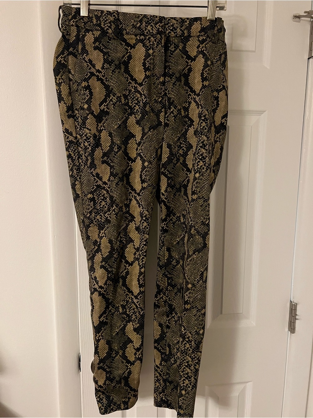 H&M Ankle Cropped Snake Print Pants in Black and Brown